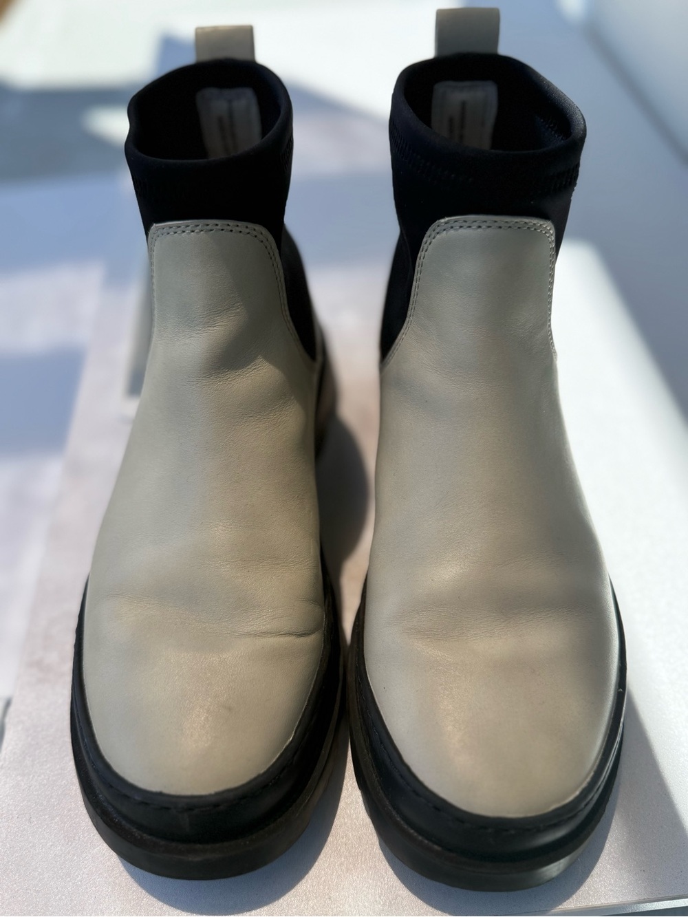 Camper black and cream slip-on booties